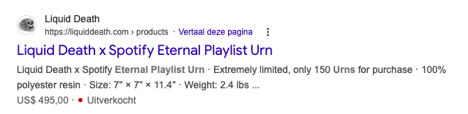 liquid death urn - spotify urn - streaming urn - muziek urn - eternal playlist urn - rememberme