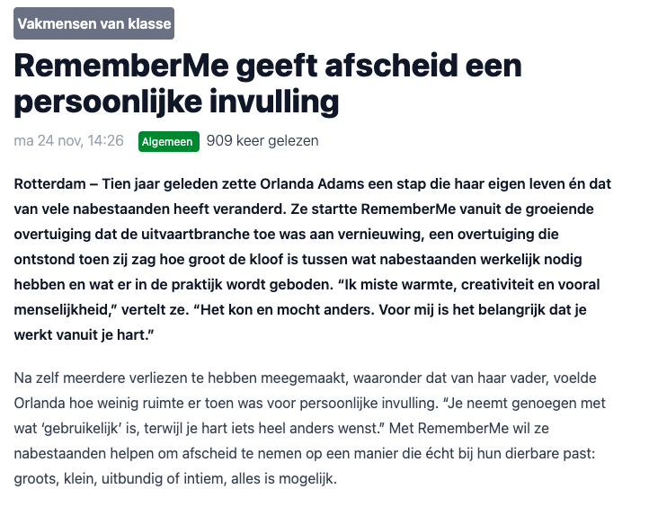 orlanda adams - rememberme - havenloods - uitvaart rotterdam - afscheid rotterdam - uitvaartzorg rotterdam - uitvaartondernemer rotterdam - orlanda adams - rotterdam crooswijk afscheid